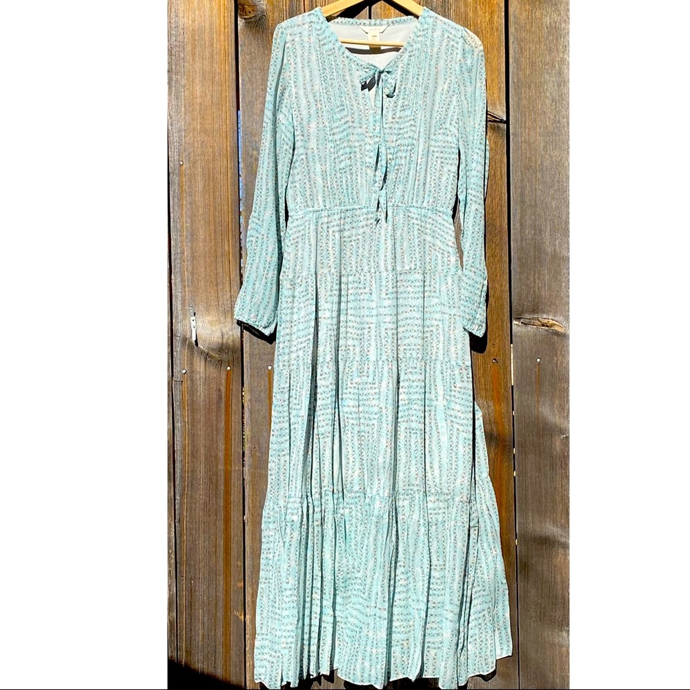 Sundance Catalog long sleeve maxi silk dress; size 2